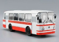 Масштабная модель 1:43 Городской автобус ЛАЗ-695Н, белый, красный, с журналом №1, перевыпуск 2026 г. (Наши Автобусы. Modimio)
