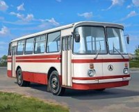 Масштабная модель 1:43 Городской автобус ЛАЗ-695Н,  белый, красный, с журналом №1, перевыпуск 2026 г. (Наши Автобусы. Modimio)