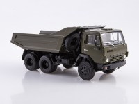 Масштабная модель 1:43 Советский самосвал 6х4 КамАЗ-5511, поздний, горизонтальные ребра жесткости, хаки, Автоистория (АИСТ)