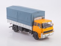 Масштабная модель 1:43 Двухосный бортовой грузовик с тентом 4х2 Skoda 100.05,  желтый, серый (АИСТ)