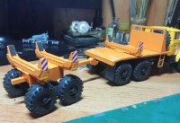 Сборная модель 1:43 Надстройка трубоплетевозная -59602А с прицепом-роспуском -9047Т для шасси -55571 из Миасса (Клен) 