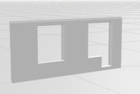 Модель, элемент диорамы 1:87 Панель стеновая, с окном и балконной дверью, размер 6290х2810х350 мм (Демидовъ)