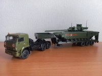Сборная модель 1:43 Современный трехосный полуприцеп-тяжеловоз ЧМЗАП-9990-0000073-02 (Клен)