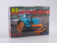 Сборная модель 1:43 Трехвальцовый статический каток СД-803 на базе трактора МТЗ-80 (AVD Models, смола)