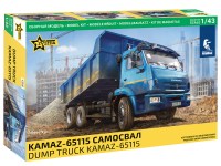 Сборная модель 1:43 Отечественный дорожный самосвал 6х4 КамАЗ-65115, рестайлинг (Звезда)