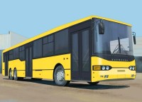 Масштабная модель 1:43 Трехосный городской автобус Волжанин-6270 с журналом №79 (Наши Автобусы. Modimio)