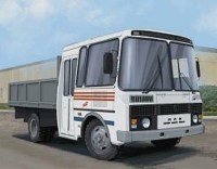 Масштабная модель 1:43 Грузовой внутризаводской автобус ПАЗ-3205-30К с журналом Спецвыпуск №18 (Наши Автобусы. Modimio)