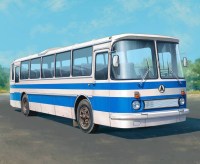 Масштабная модель 1:43 Междугородний автобус ЛАЗ-699Р, белый, синий, с журналом №15, перевыпуск 2026 г. (Наши Автобусы. Modimio)